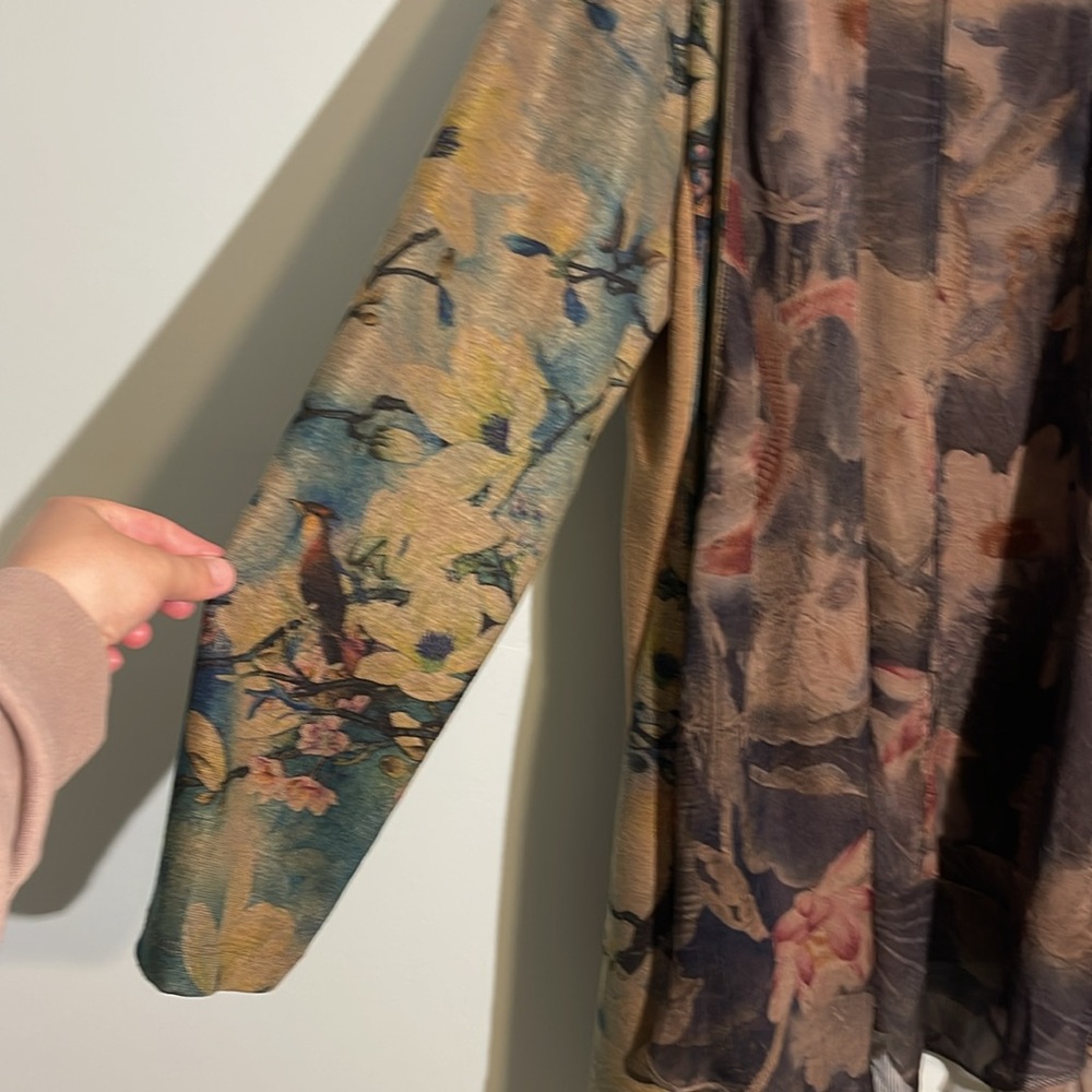 Soft Surroundings Tea Gardens Floral Print Chiffon Layered Cardigan Small Petite - Picture 6 of 11